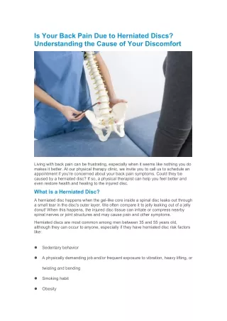 Is Your Back Pain Due to Herniated Discs? Understanding the Cause of Your Discomfort