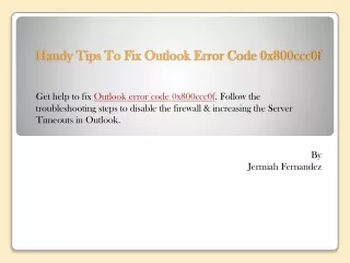 handy tips to fix outlook error code 0x800ccc0f