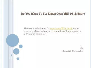 do you want to fix error code win 1618 eset