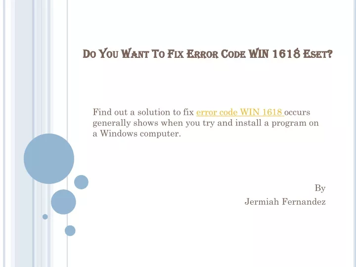 do you want to fix error code win 1618 eset