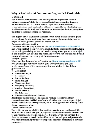why a bachelor of commerce degree is a profitable