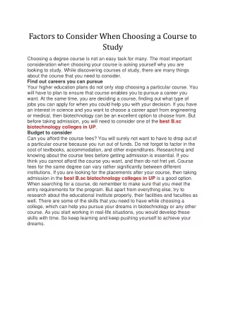 factors to consider when choosing a course