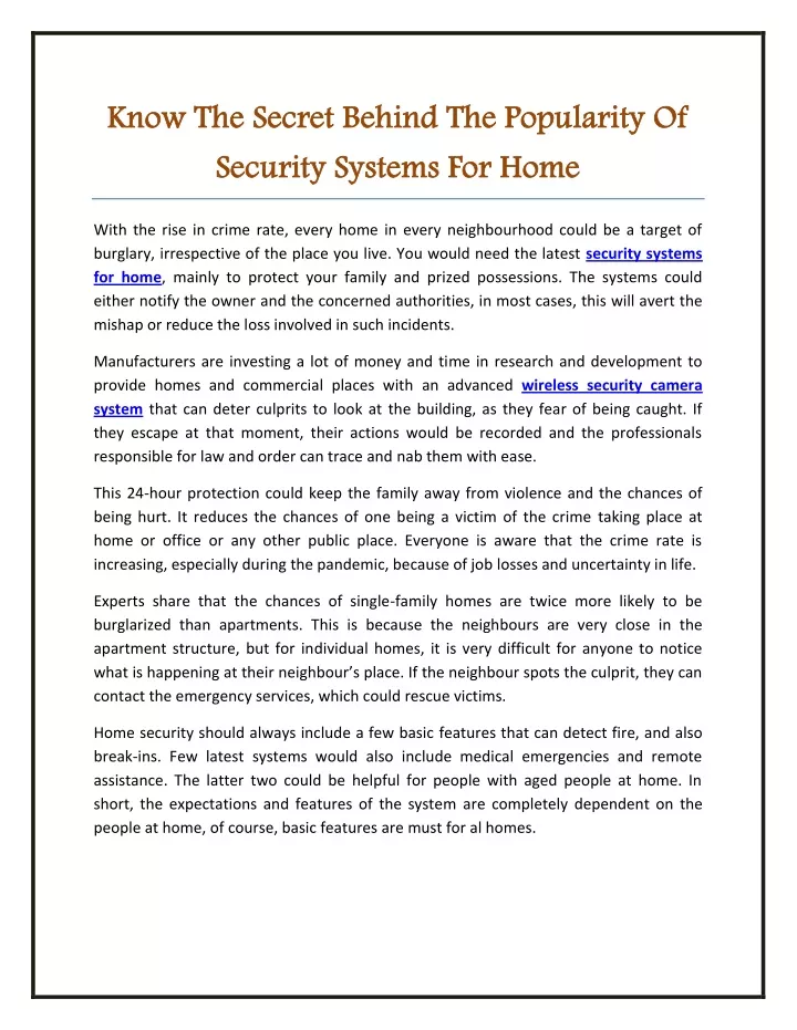 know the secret behind the popularity of security