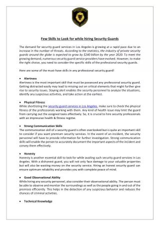 few skills to look for while hiring security