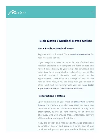 Sick Notes / Medical Notes Online