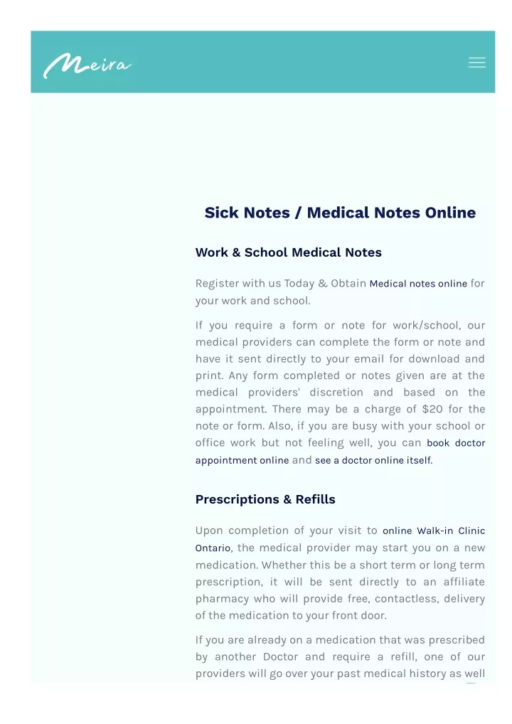 sick notes medical notes online
