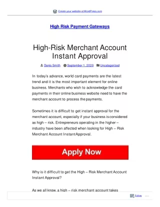 High-Risk Merchant Account Instant Approval