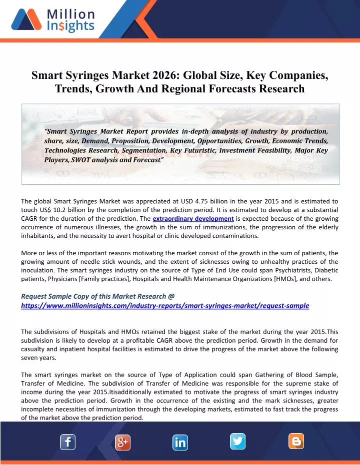 smart syringes market 2026 global size