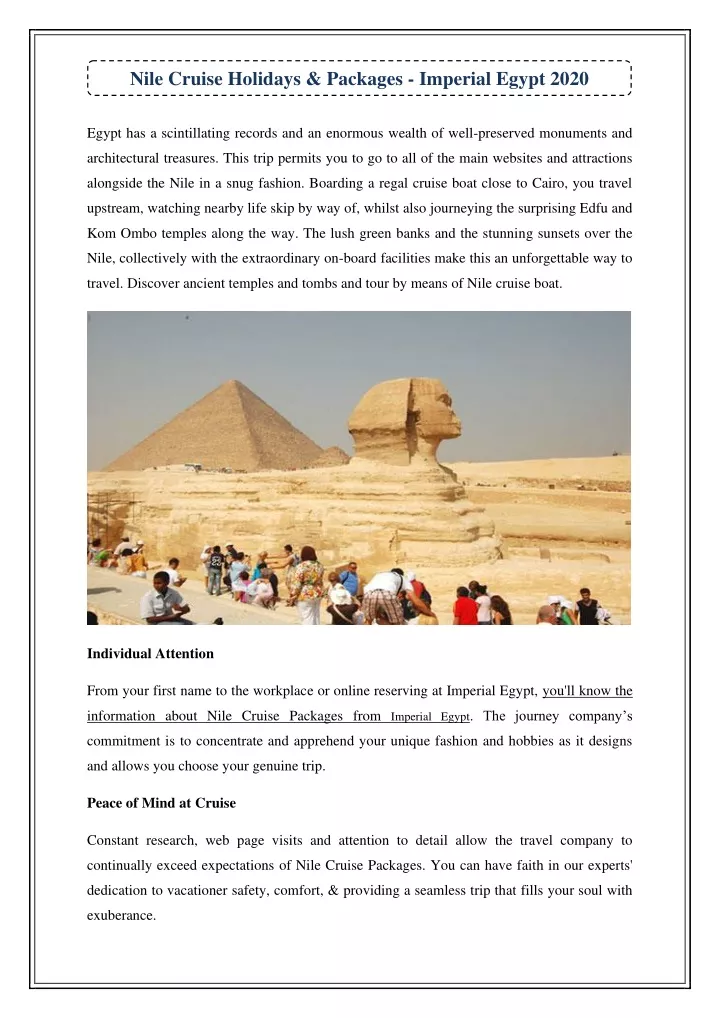 nile cruise holidays packages imperial egypt 2020