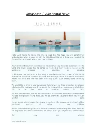 IbizaSense | Villa Rental News