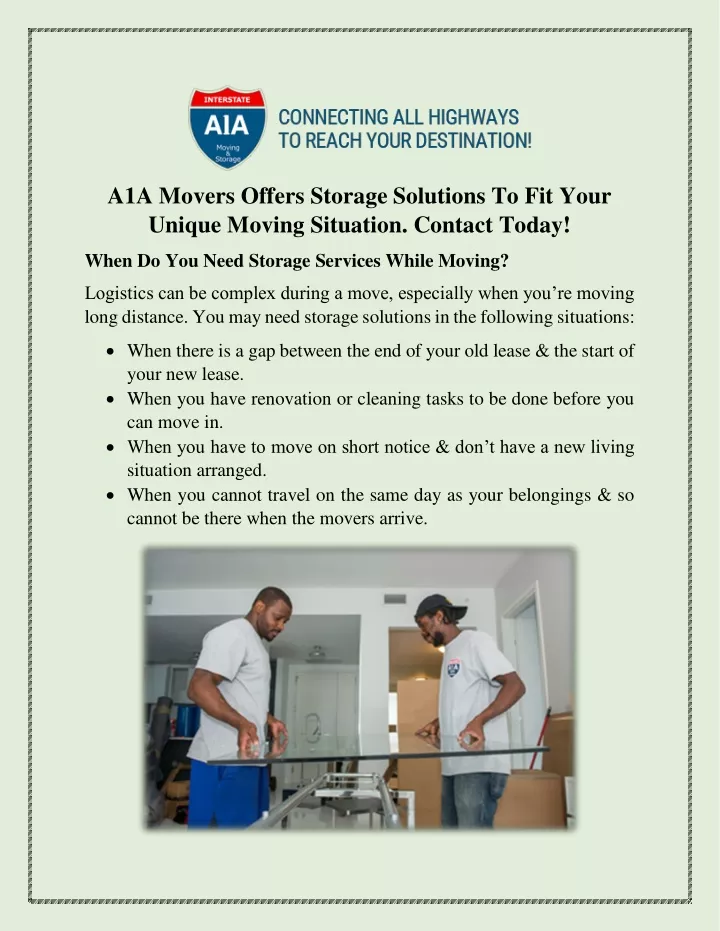 a1a movers offers storage solutions to fit your