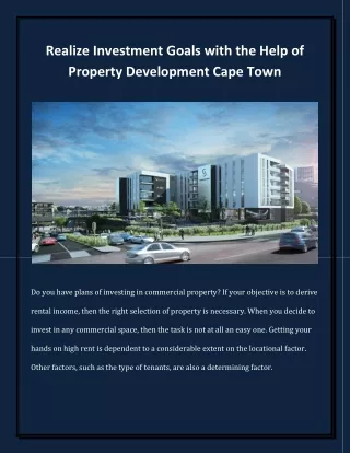 Realize Investment Goals with the Help of Property Development Cape Town