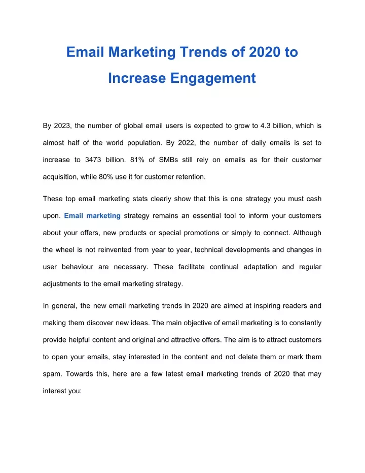 email marketing trends of 2020 to