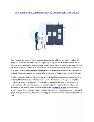 wireframing for ecommerce website development
