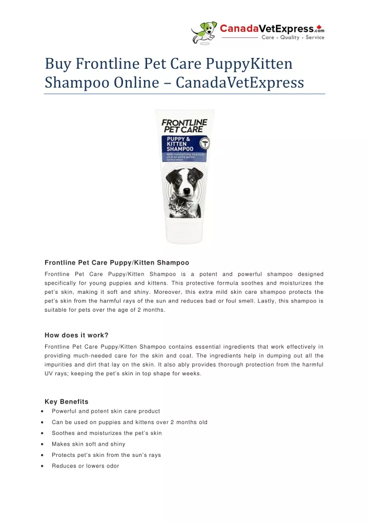 buy frontline pet care puppykitten shampoo online