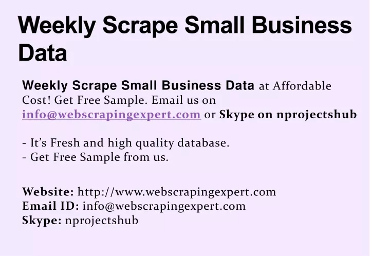 weekly scrape small business data
