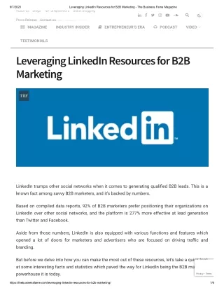 Leveraging LinkedIn Resources for B2B Marketing