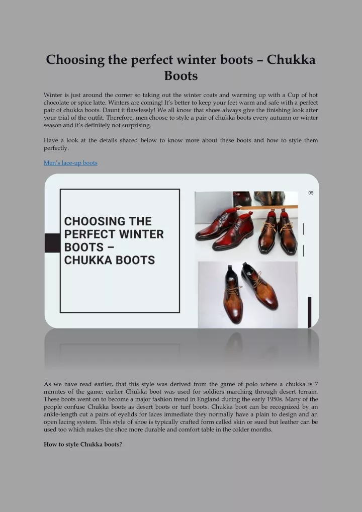 choosing the perfect winter boots chukka boots