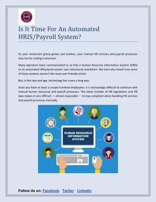 Is It Time For An Automated HRIS/Payroll System?