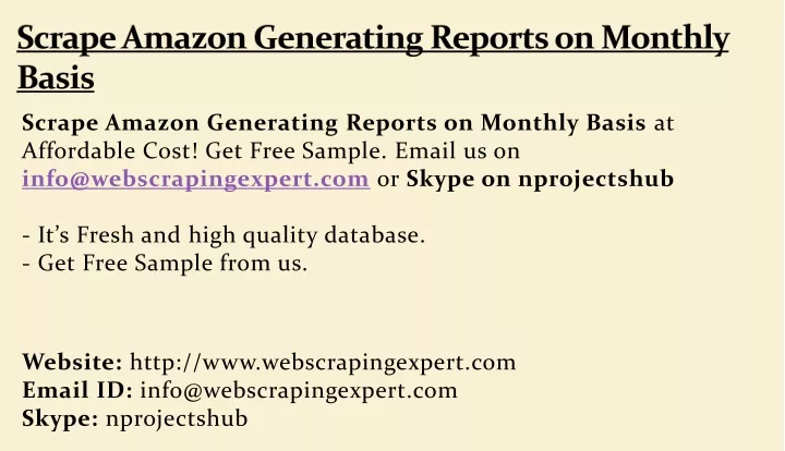 scrape amazon generating reports on monthly basis