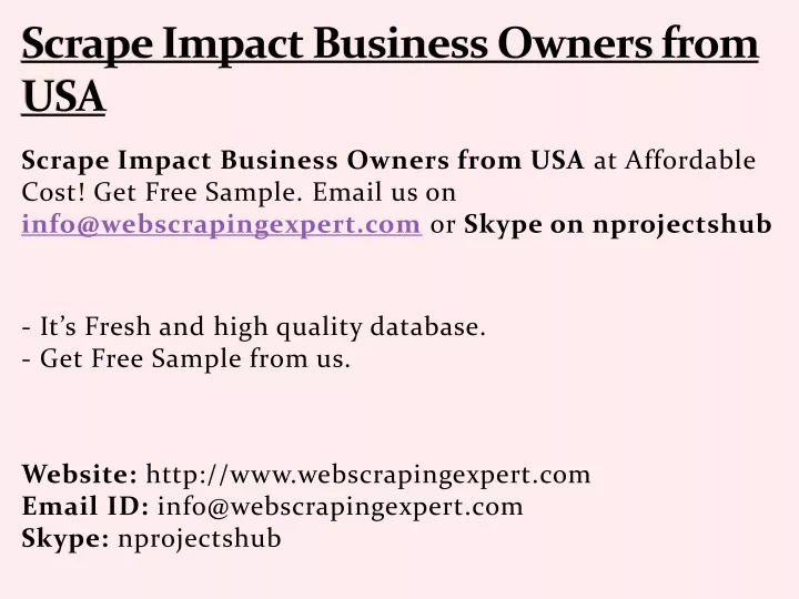 scrape impact business owners from usa