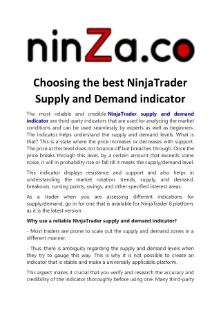 Choosing the best NinjaTrader Supply and Demand indicator