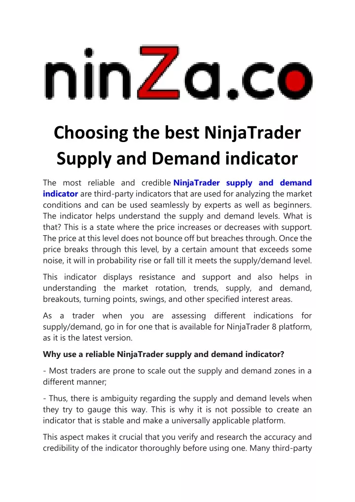 choosing the best ninjatrader supply and demand