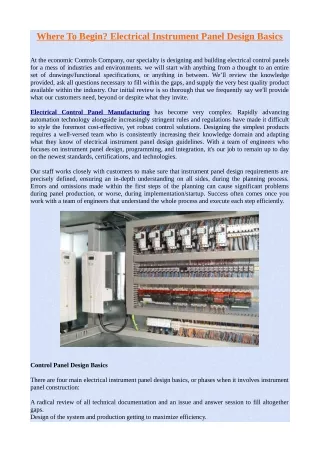 Where to Begin? Electrical instrument panel Design Basics