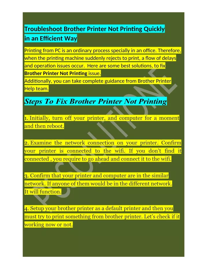 troubleshoot brother printer not printing quickly