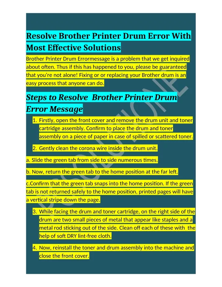resolve brother printer drum error with most