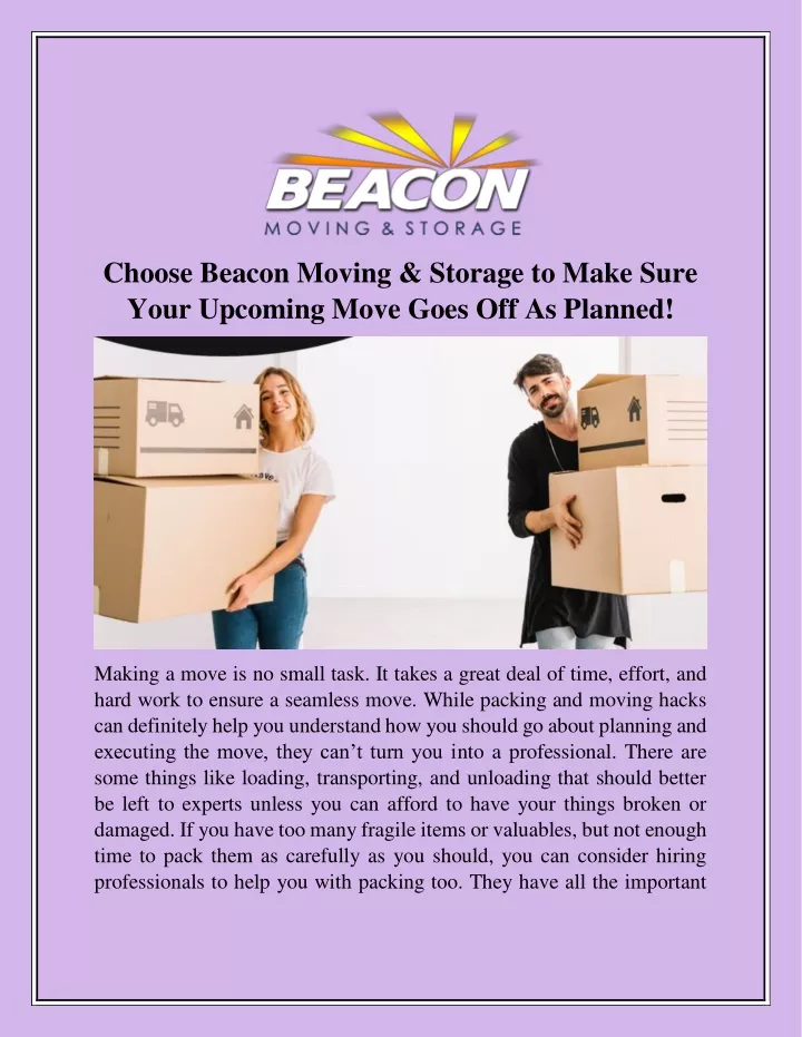 choose beacon moving storage to make sure your