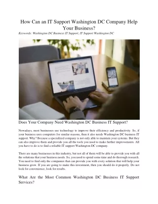 how can an it support washington dc company help
