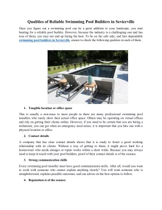 qualities of reliable swimming pool builders