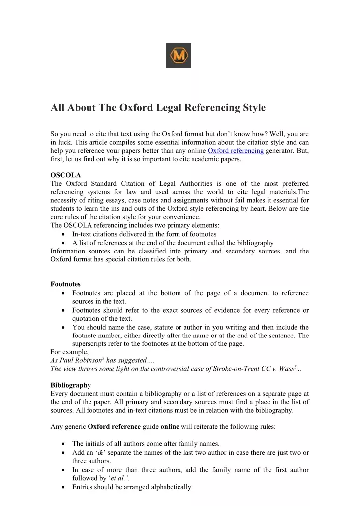 all about the oxford legal referencing style