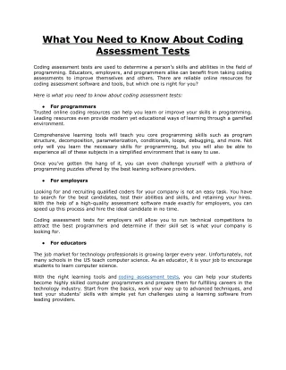 What You Need to Know About Coding Assessment Tests