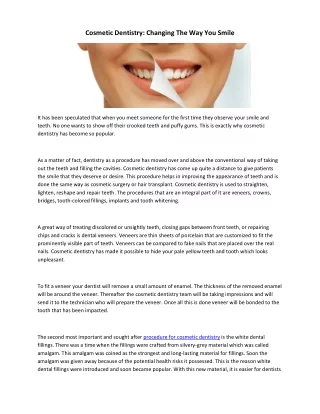 Cosmetic Dentistry: Changing The Way You Smile