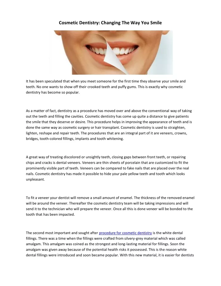 cosmetic dentistry changing the way you smile