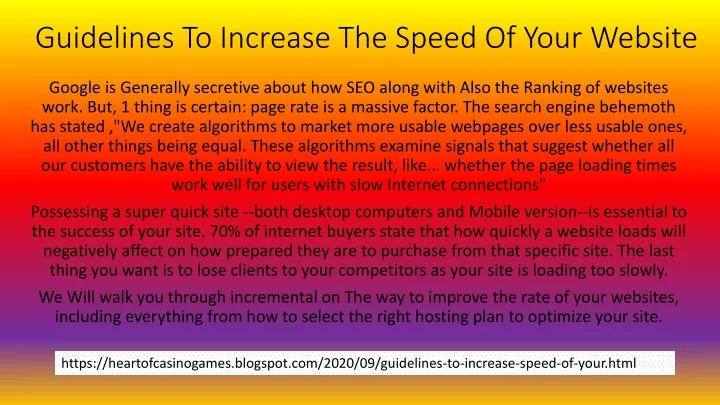 guidelines to increase the speed of your website
