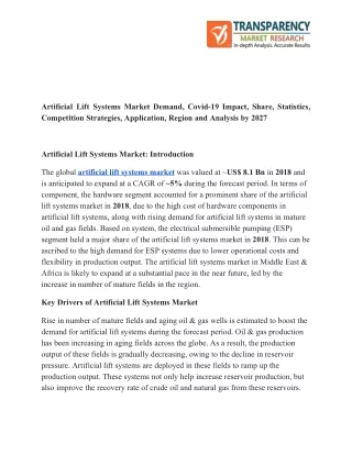 artificial lift systems market demand covid