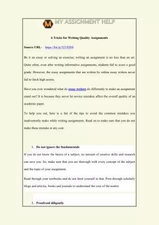 6 tricks for writing quality assignments