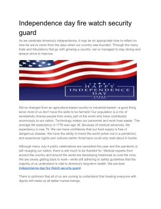 independence day fire watch security guard