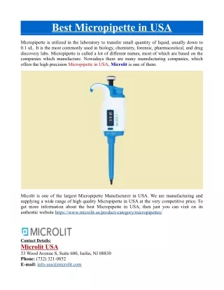 best micropipette in usa