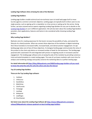 landing page software aims at easing the jobs