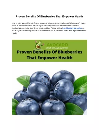Buy Blueberries Online With Proven Benefits That Empower Health
