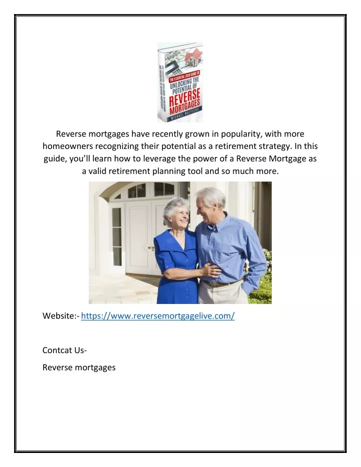 reverse mortgages have recently grown