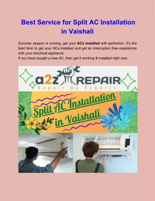 best service for split ac installation in vaishali