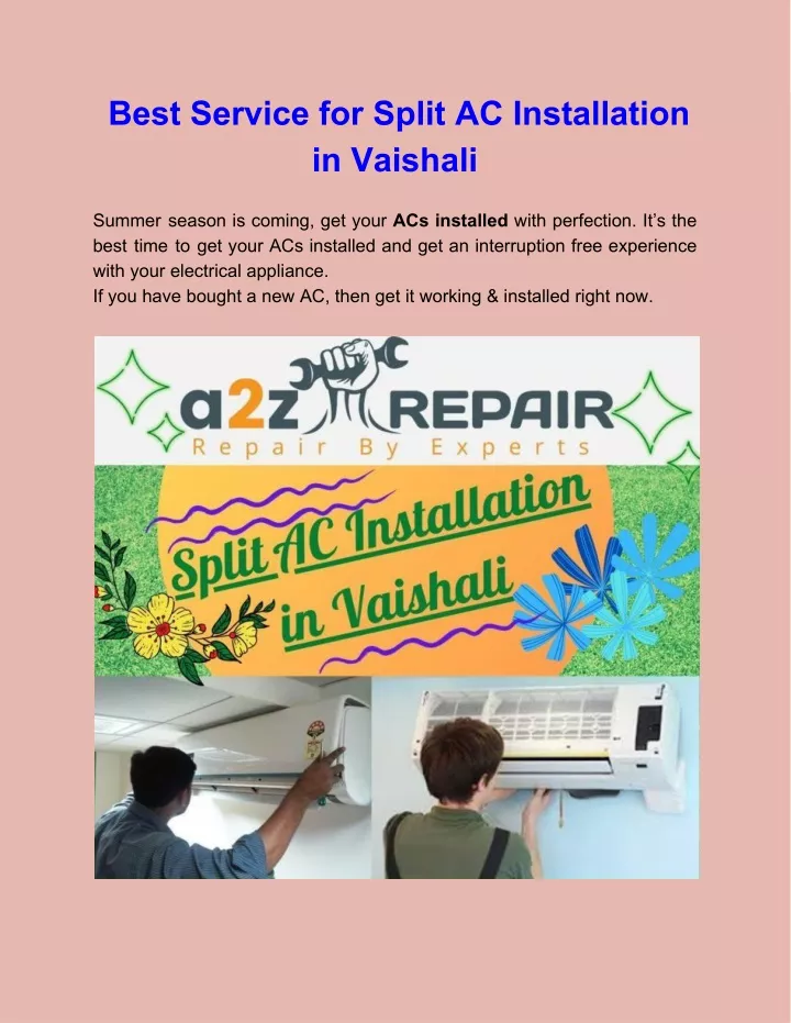 best service for split ac installation in vaishali