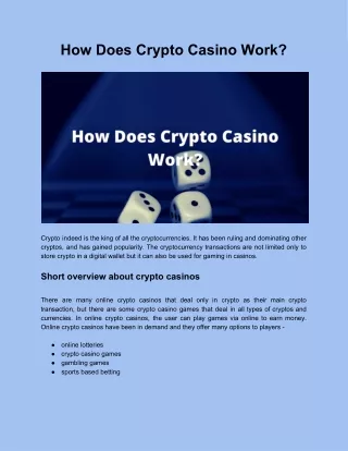 How Does Crypto Casino Work?