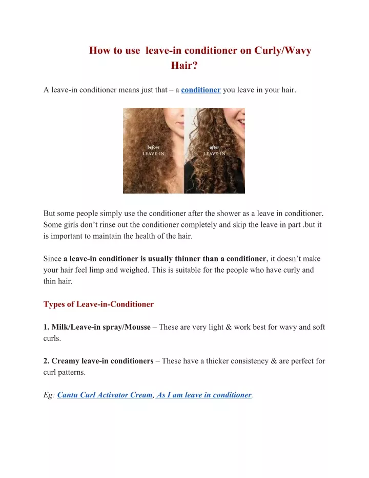 how to use leave in conditioner on curly wavy hair