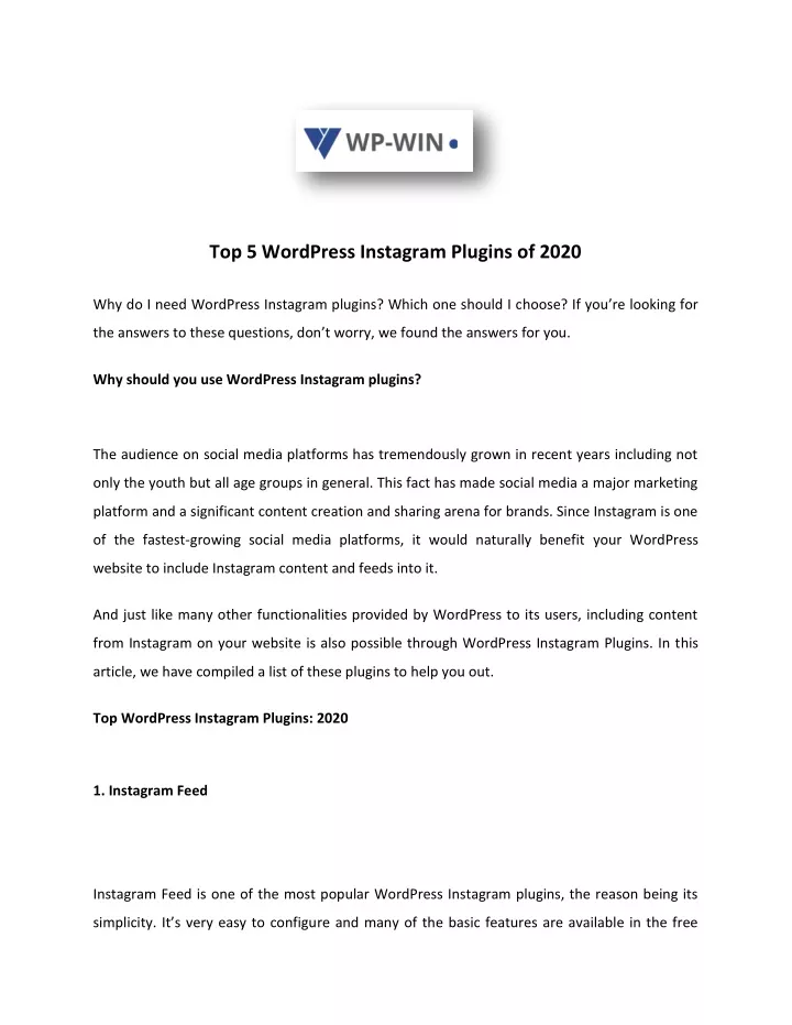 top 5 wordpress instagram plugins of 2020